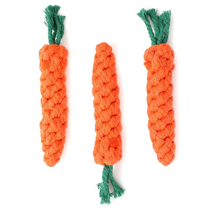 Chew Toy for Small Dogs and Cats - Cleaning Teeth Pet Toys - Cotton Rope Carrot-Shaped Bite Resistant Playing Accessories