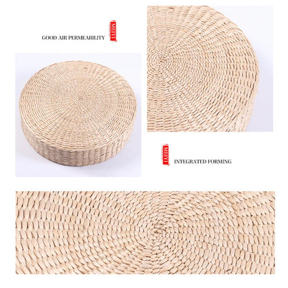 Straw Pouf Seat Mat Meditation Ottoman Home Decor Cushion Buckwheat Floor Seat Cushion Rustic Floor Cushion