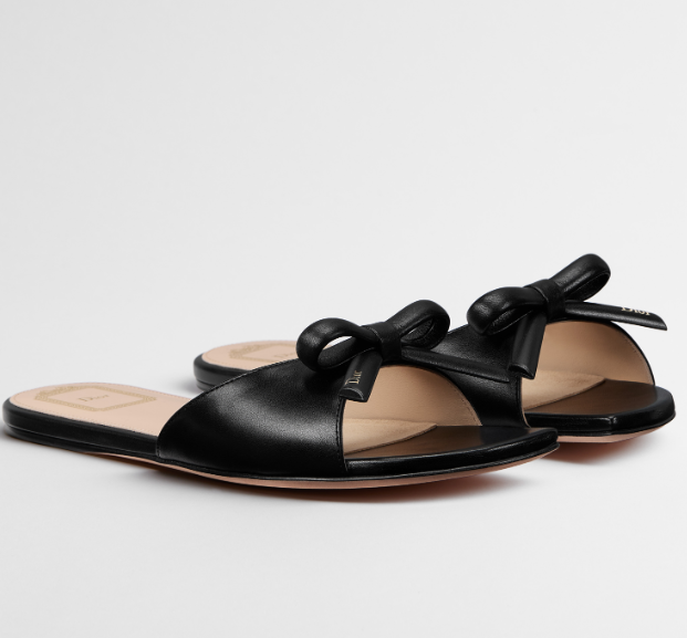Dior 2026 Bow Slide Black Lambskin