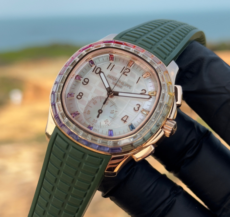 Patek Philippe Aquanaut Luce “Rainbow” Chronograph 40mm Green Rubber Strap