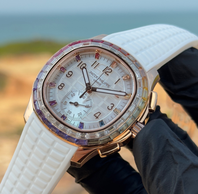 Patek Philippe Aquanaut Luce “Rainbow” Chronograph 40mm White Rubber Strap
