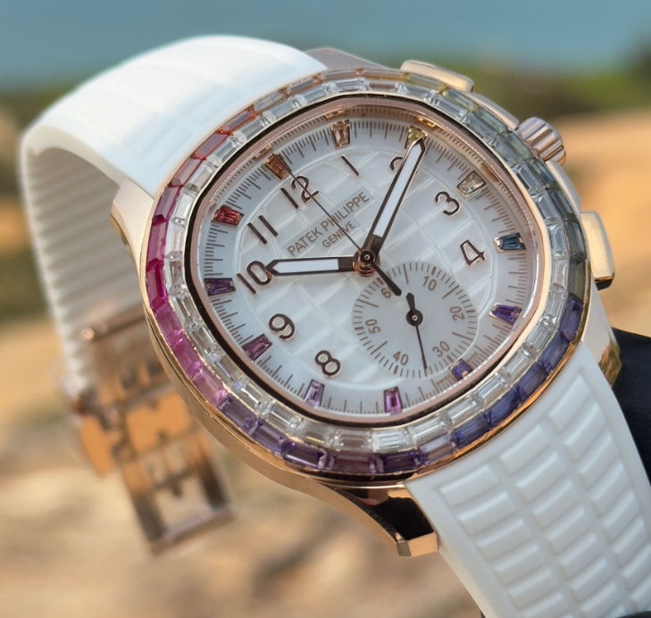 Patek Philippe Aquanaut Luce “Rainbow” Chronograph 40mm White Rubber Strap