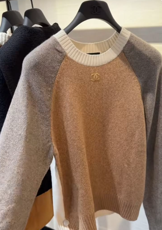 Chanel 2026 Sweater Light Brown Mix Grey Wool