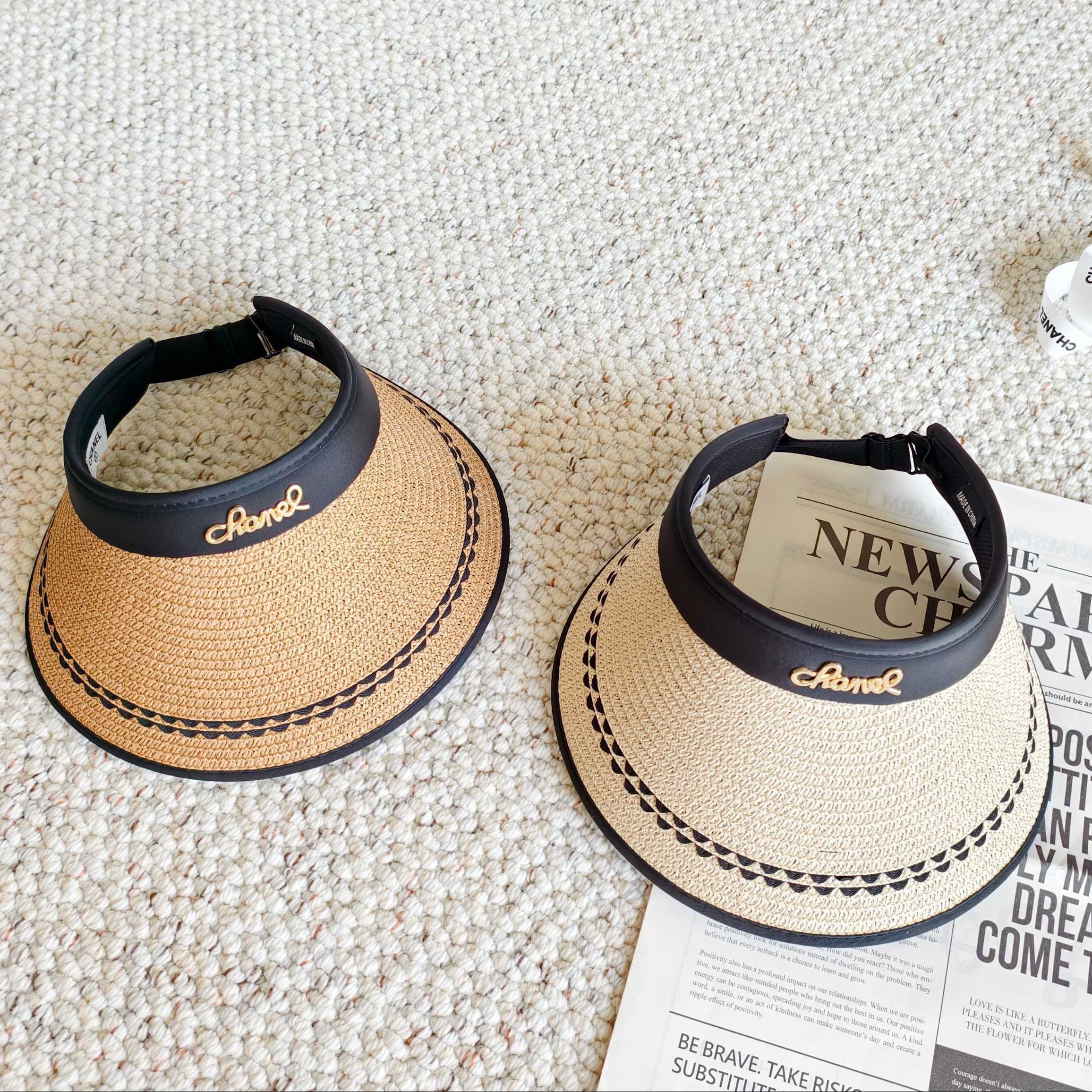 Chanel Sun Hat with Visor Straw Fabric 237221