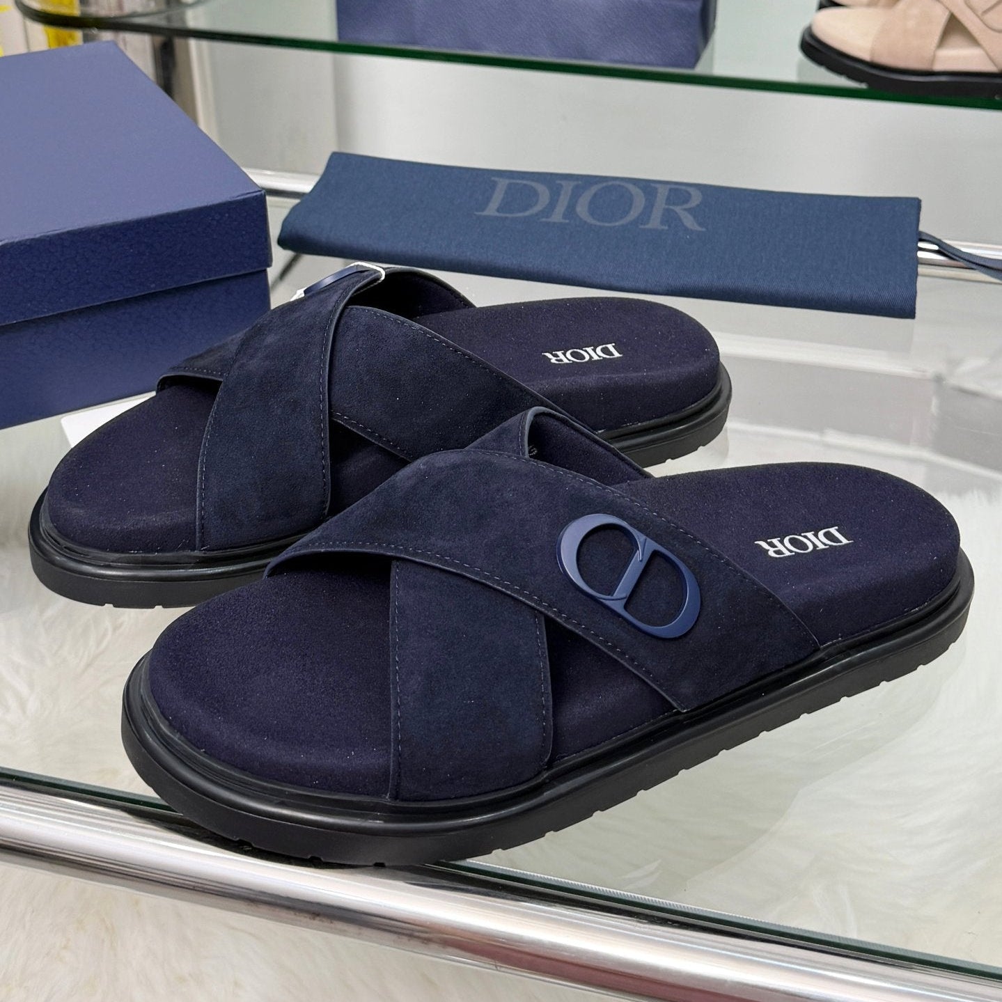 Dior 2026 Criss-Cross Strap Sandals Suede 966584