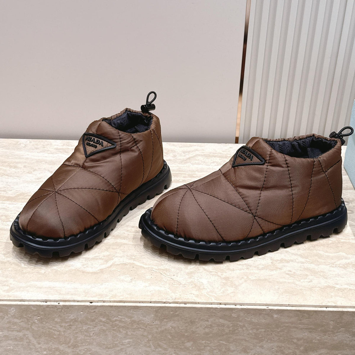 Prada 2026 Paddled Nylon Slip-on Boots Fabric 180388