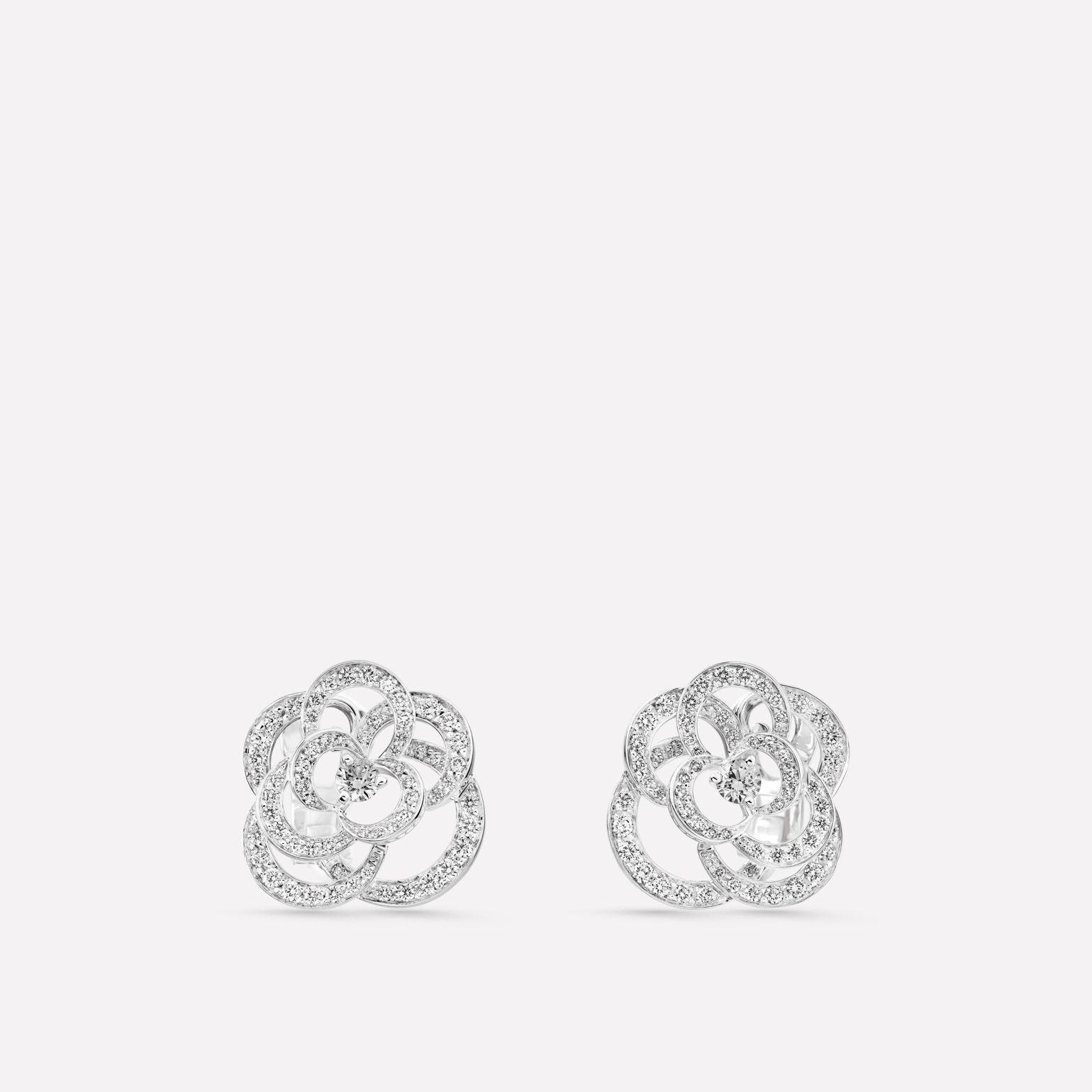 FIL DE CAMELIA EARRINGS SILVER DIAMOND