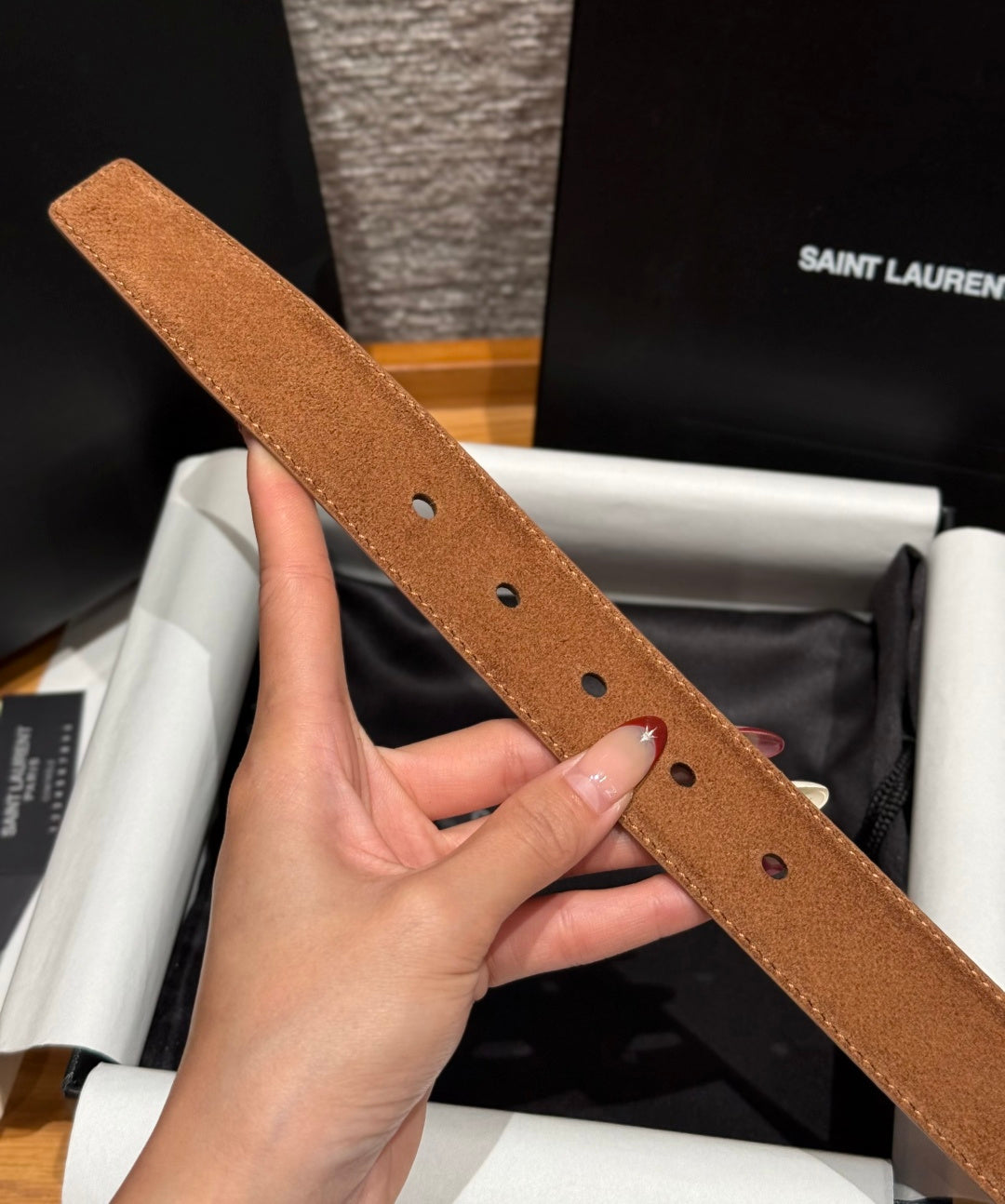 Saint Laurent 2026 Cassandre Belt 30mm Suede 195658