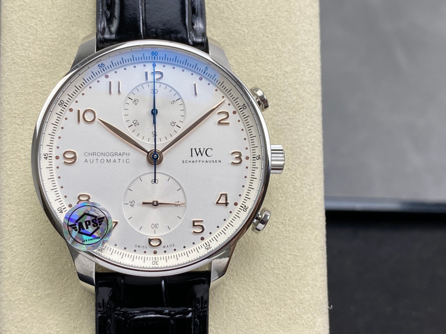 IWC Portuguese Chronograph 41mm Steel Case Crocodile Leather