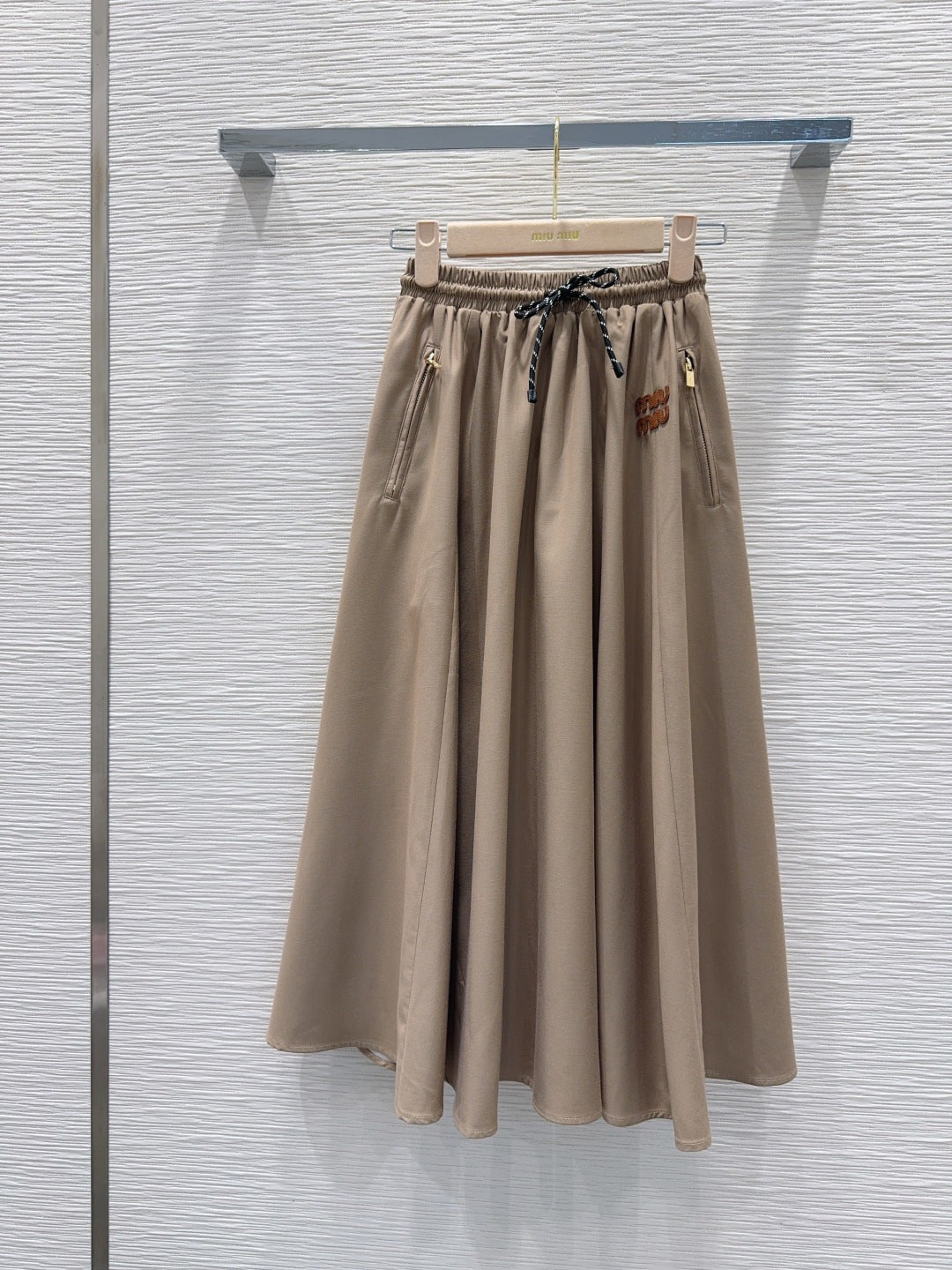 Miumiu 2026 Midi Skirt Black and Beige Polyester