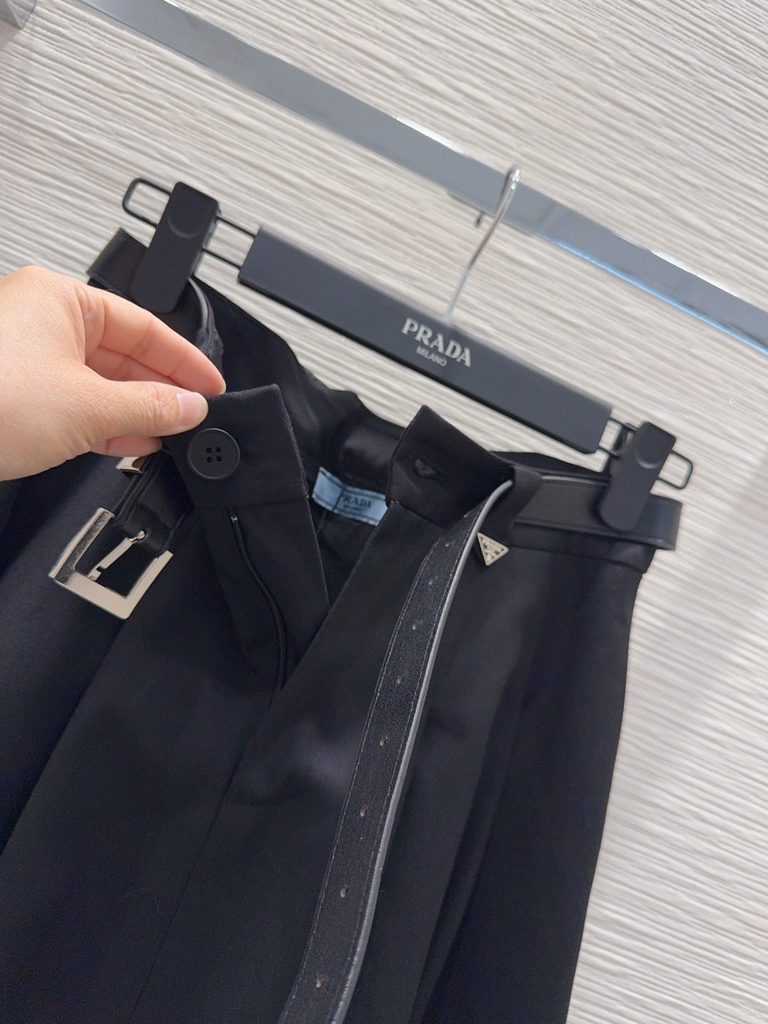 Prada 2026 Midi Skirt Black and Gray Polyester 131890