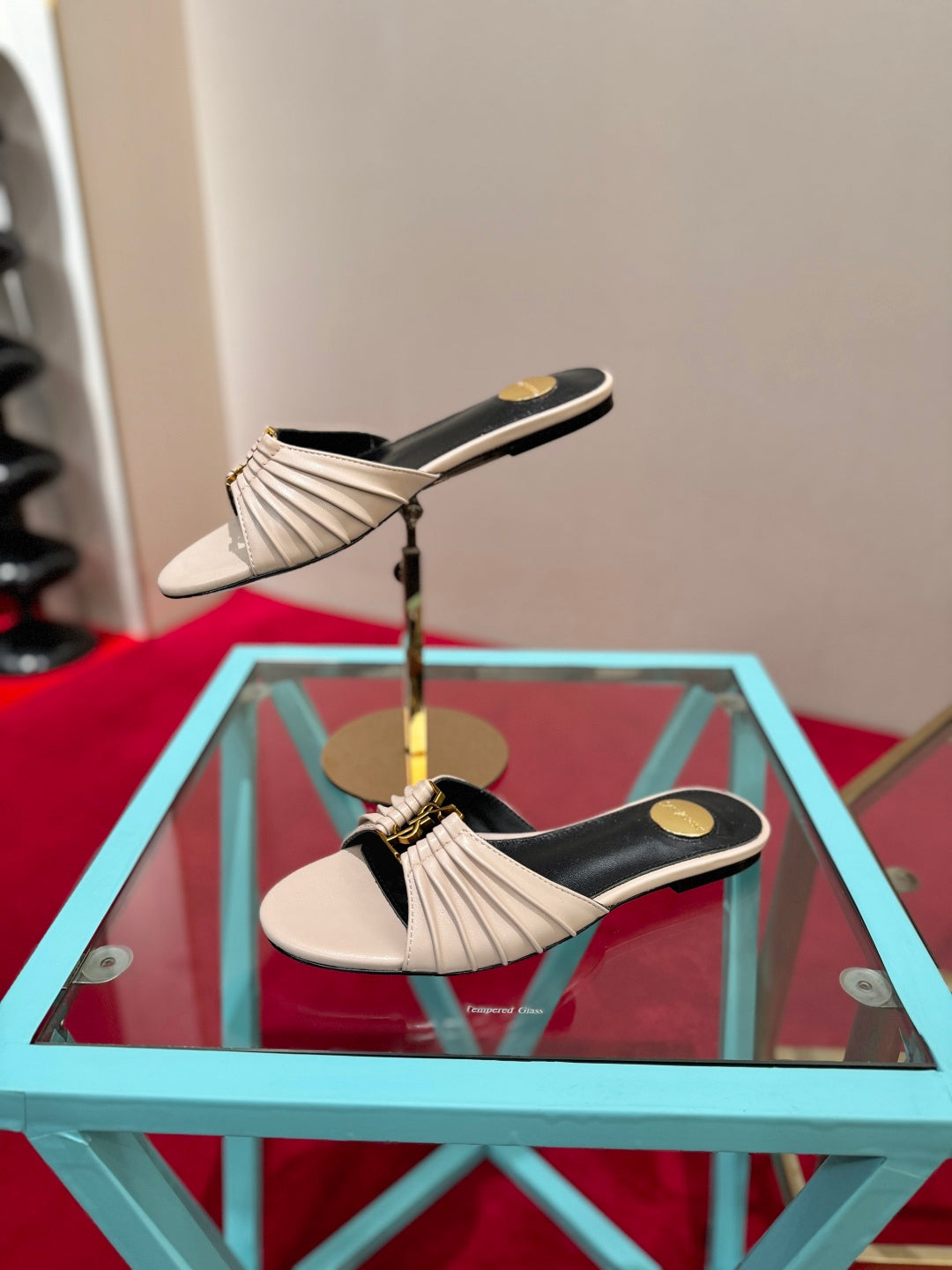 YSL 2026 Mule Sandal Calfskin With Gold Logo 925308
