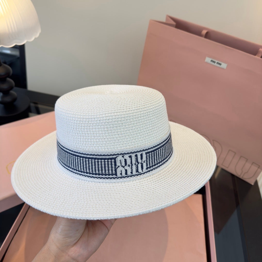 Miumiu Flat-top Straw Hat 379483