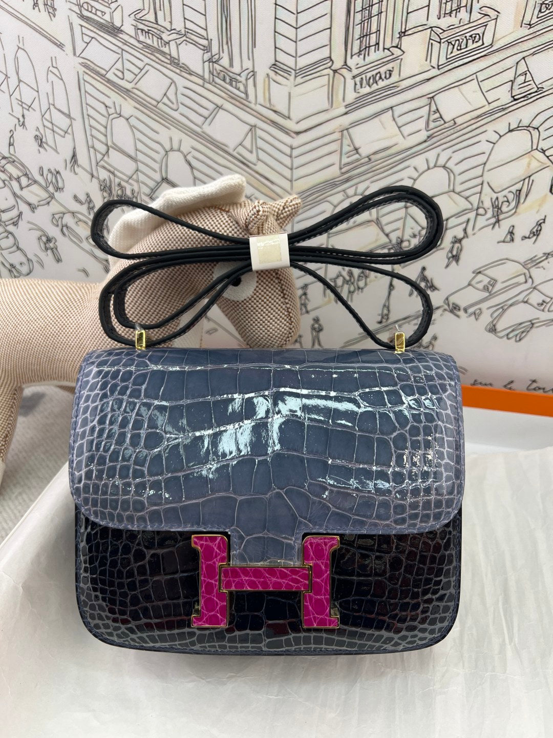 High-end Hermes 2026 Constance Bag 19cm Glossy Crocodile Leather