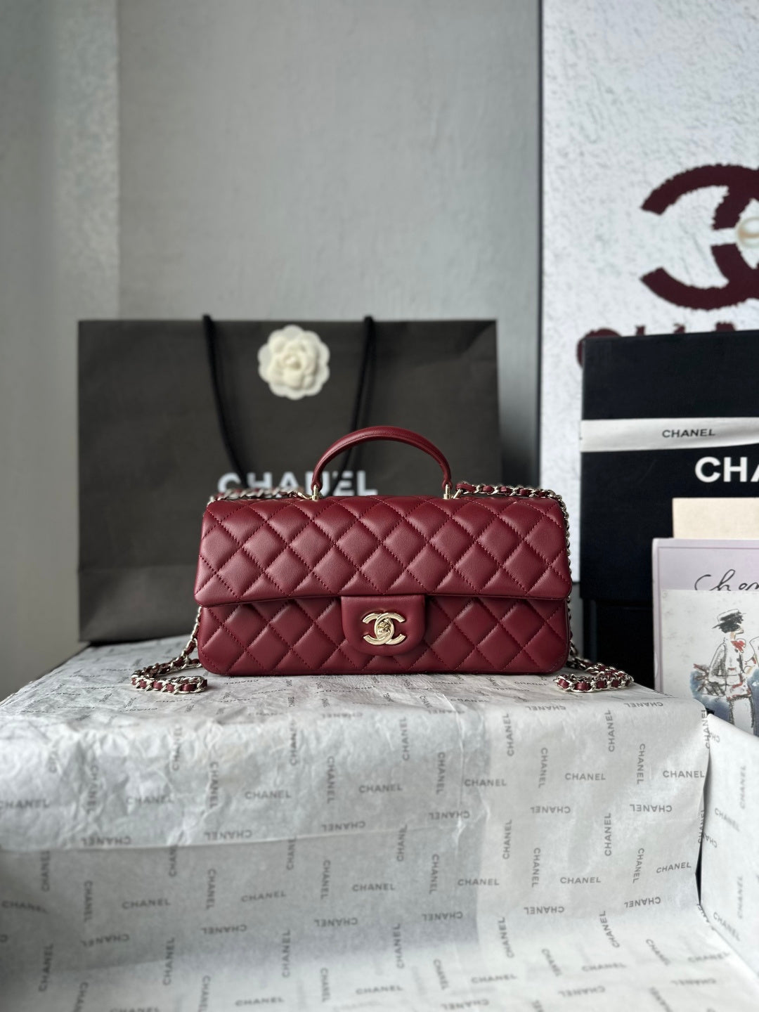 Chanel 2026 Flap Bag with Top Handle 25cm Lambskin