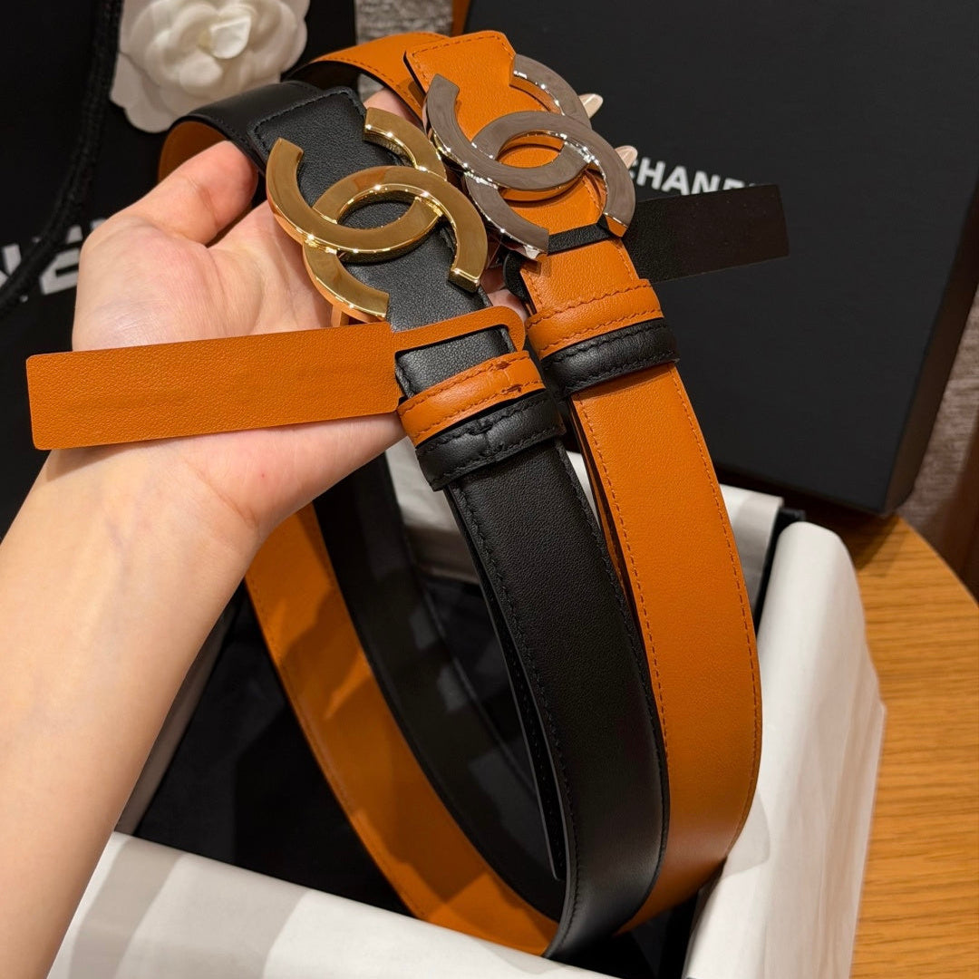 Chanel 2026 Double C Buckle Belt 30mm Leather 213837