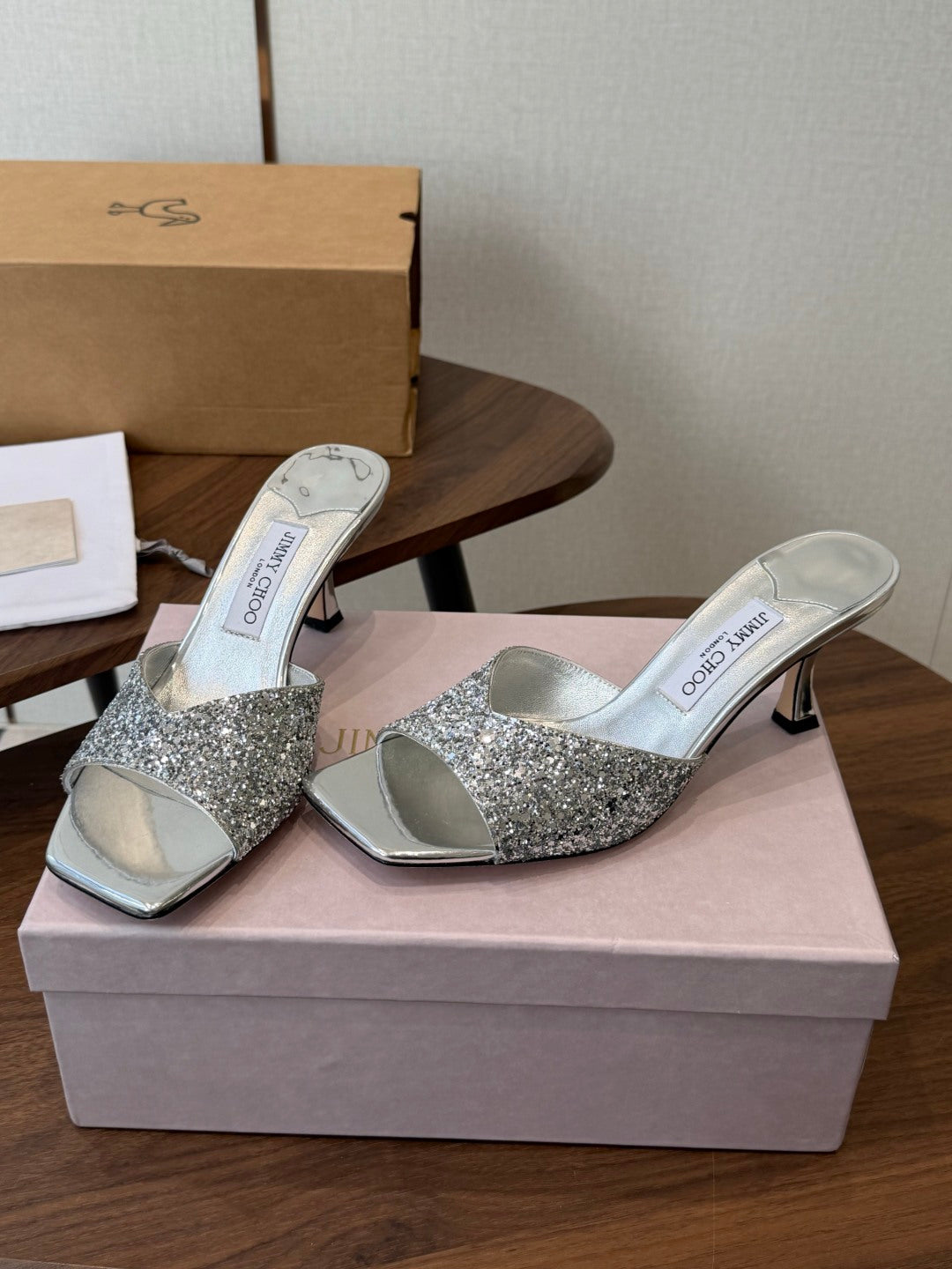 Jimmy Choo 2026 Skye Sandals 65mm Glitter Leather 940362