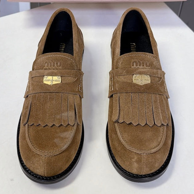 Miu Miu 2026 Fringe Penny Loafers Suede 994223