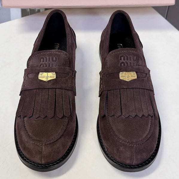 Miu Miu 2026 Fringe Penny Loafers Suede 994223