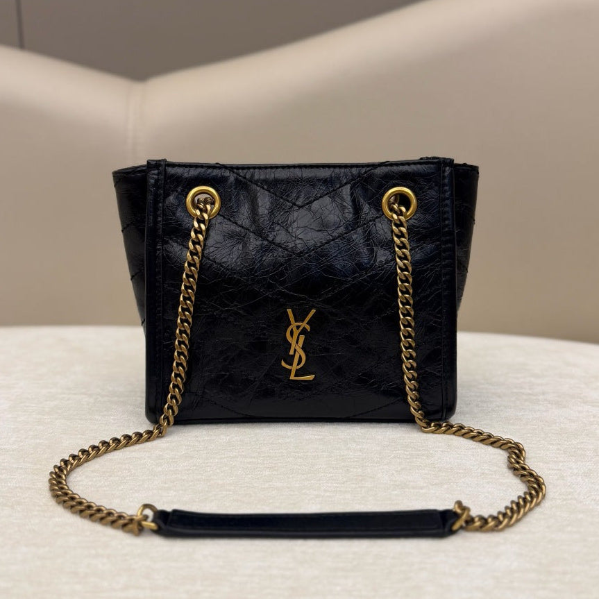 YSL 2026 Niki Mini Shopping Bag 19cm Gold Hardware Leather