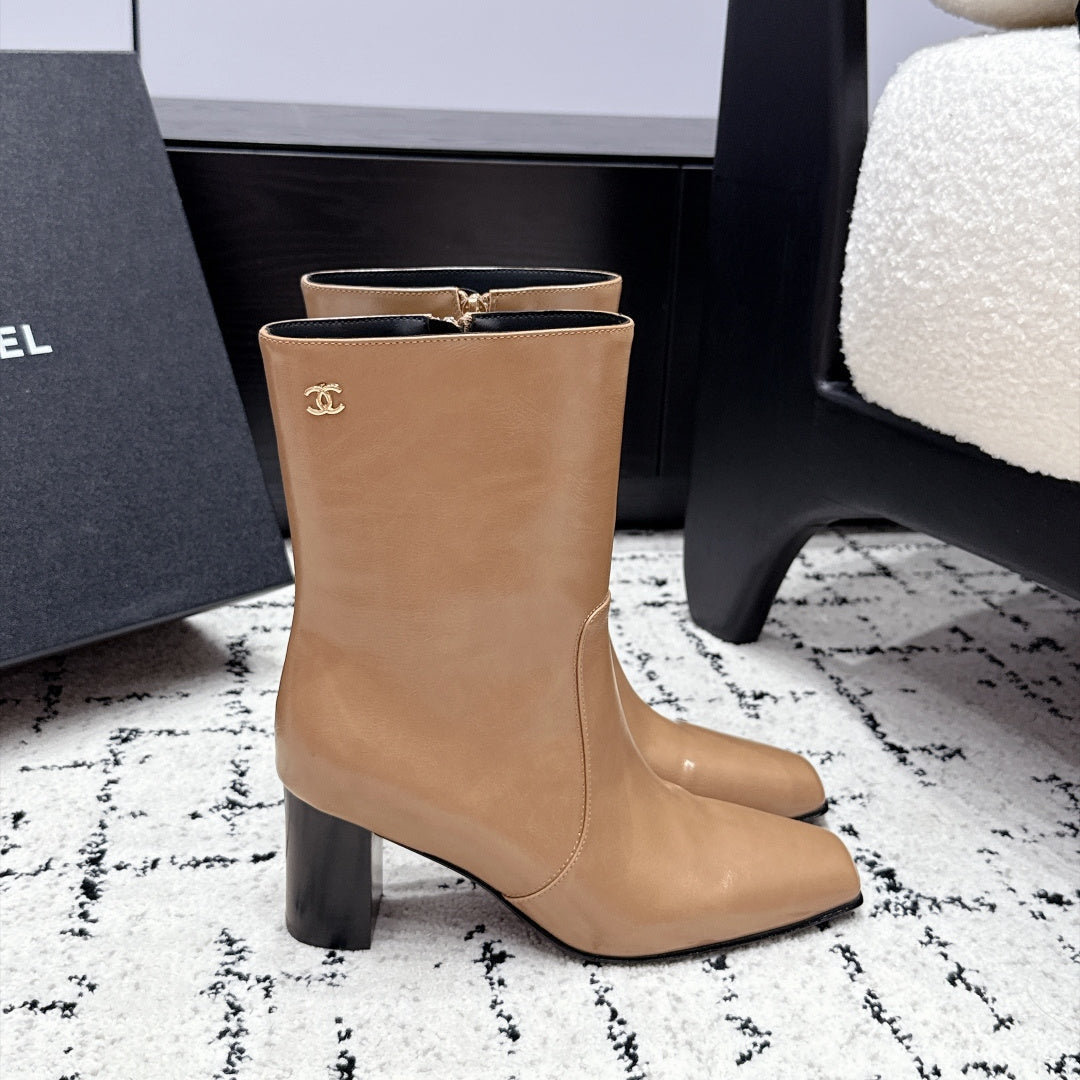 Chanel 2026 Square Toe Ankle Boots 75mm Leather 194410