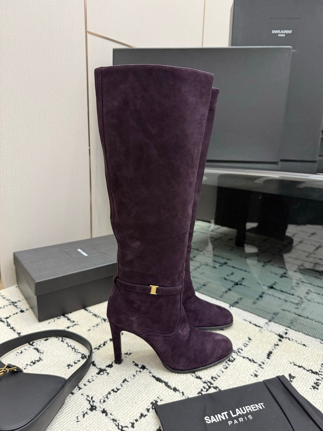 YSL 2026 Knee-High Boots 105mm Suede Leather 197301