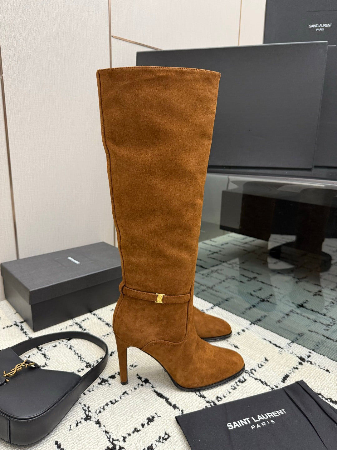 YSL 2026 Knee-High Boots 105mm Suede Leather 197301