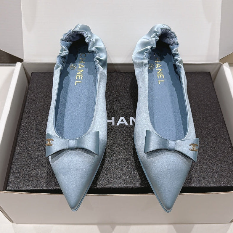 Chanel 2026 Bow Pointed-Toe Ballet Flats Fabric 181373