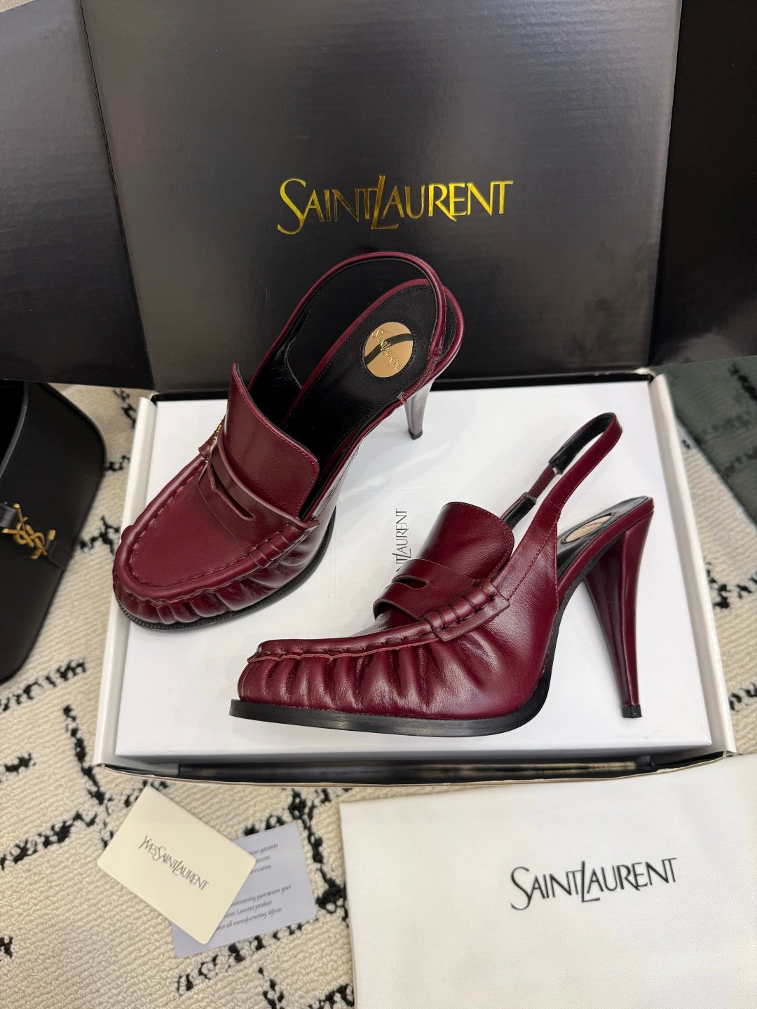 YSL 2026 Le Loafer Cassandre Slingback 105mm Suede Leather 203261