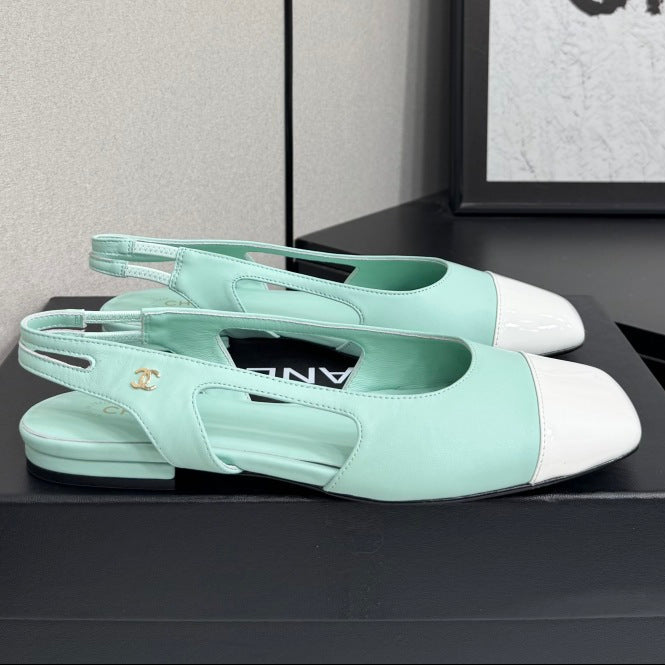 Chanel 2026 Two-Tone Square-Toe Slingback Suede Leather