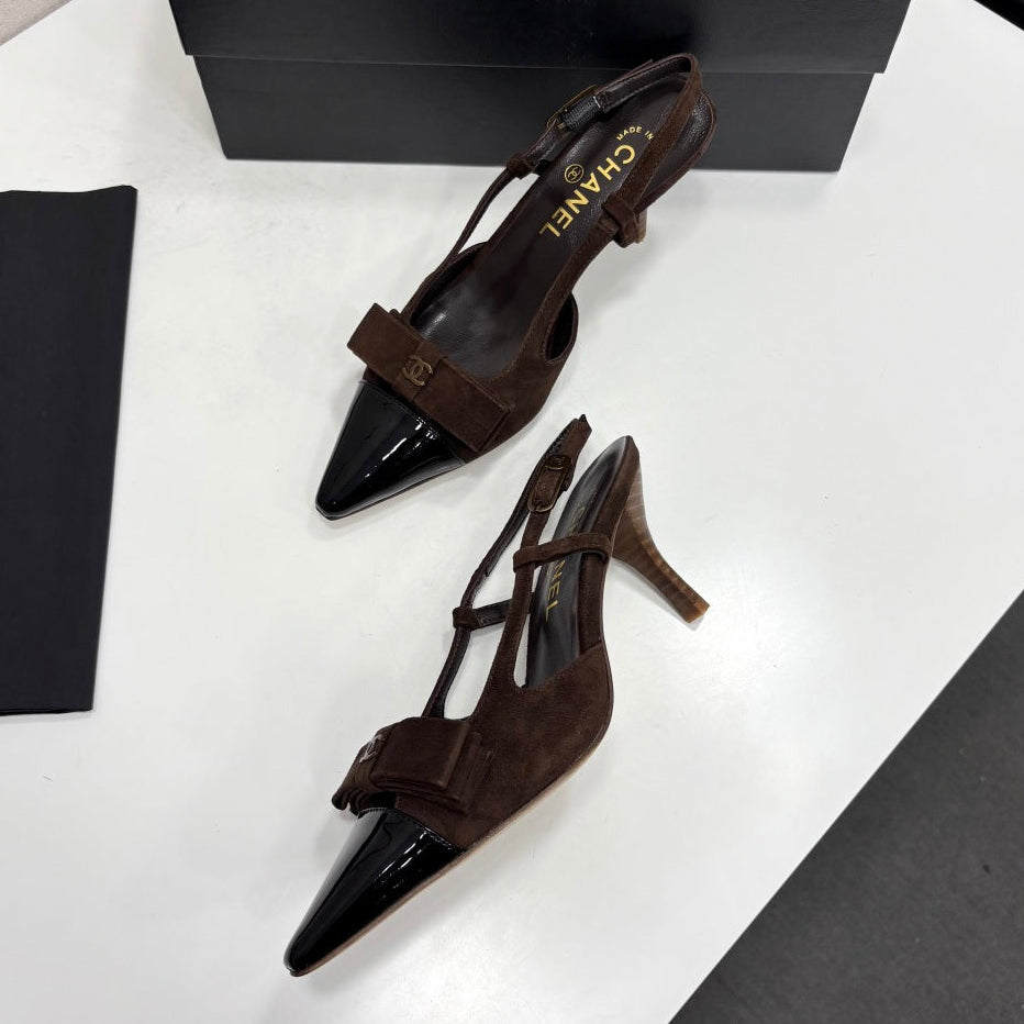 Chanel 2026 Bow Slingback 75mm Canvas Leather Suede 193798