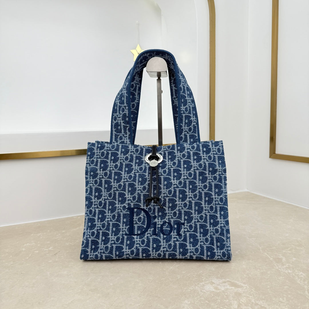 Dior 2026 Spongy Book Tote Bag Blue Canvas