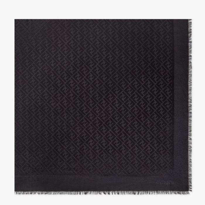 Fendi 2026 FF Shawl Scarf Black Silk