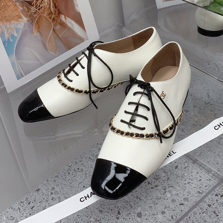 Chanel 2026 Oxfords Lace Up Loafers Cowhide 162108