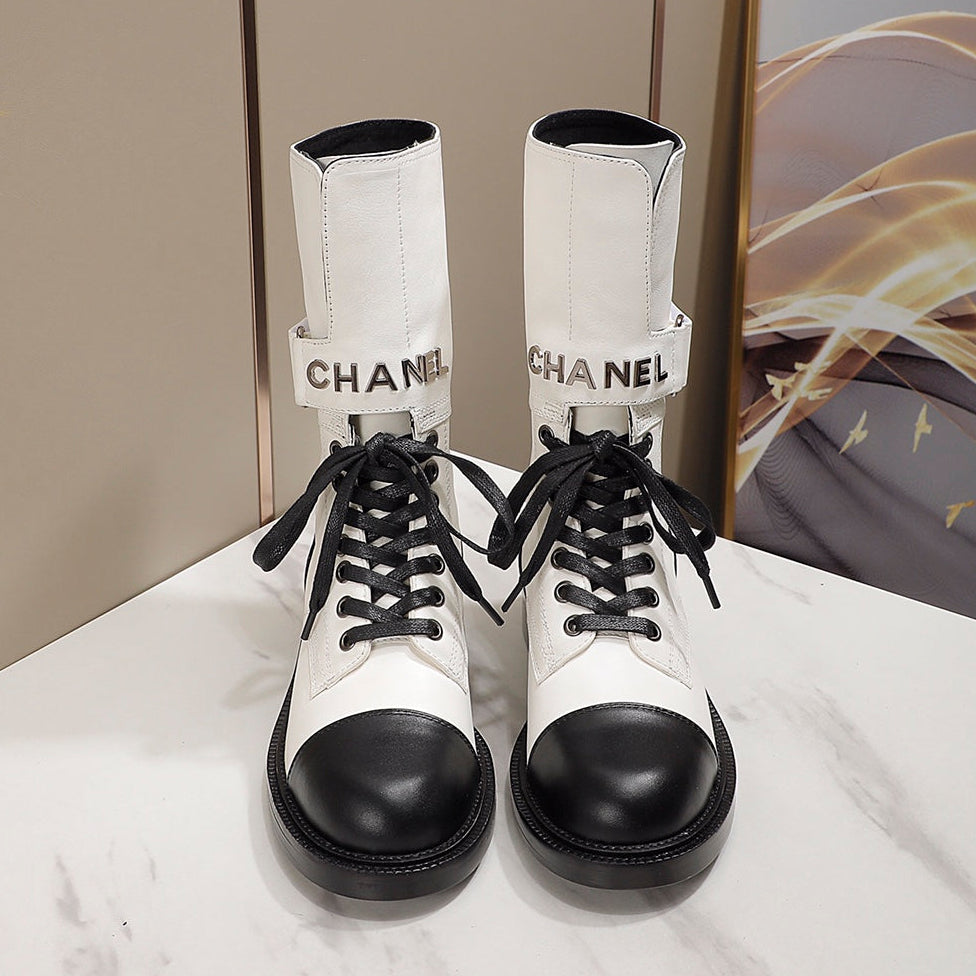 Chanel 2026 Lace-Up Combat Boots Leather Suede 194072
