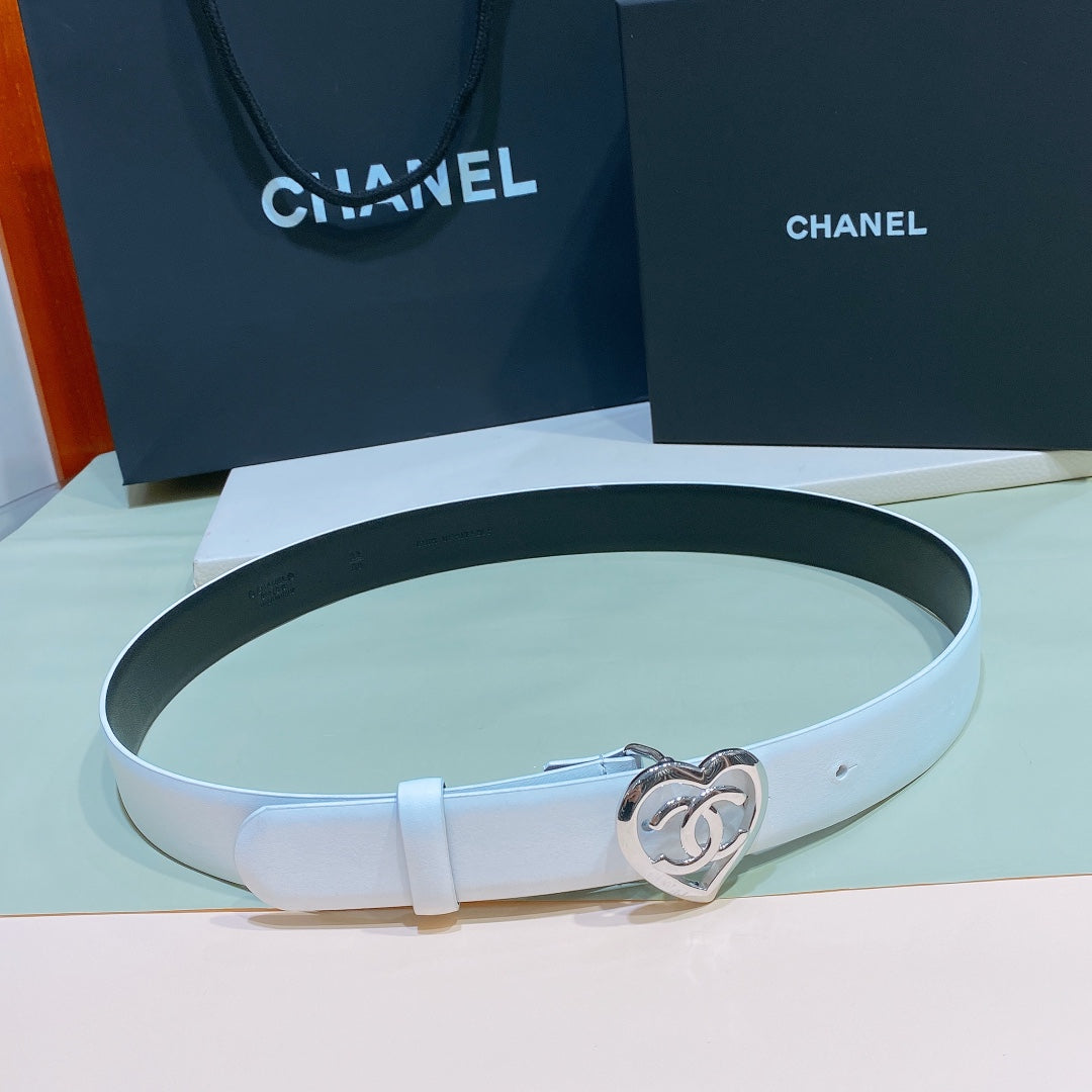 Chanel 2026 Heart Buckle Belt 30mm Calfskin