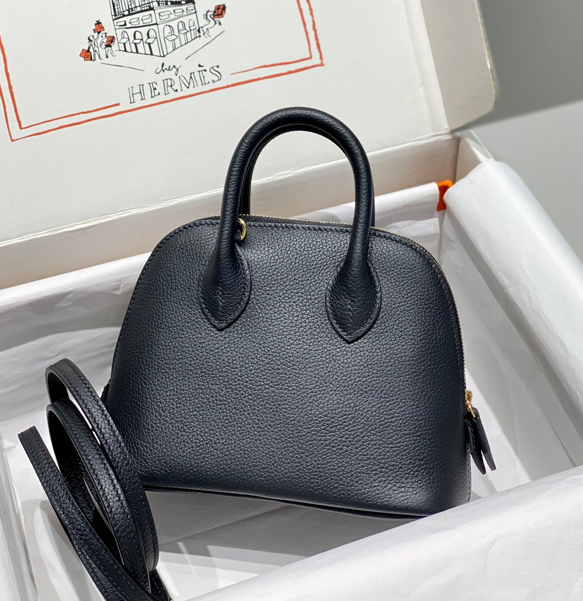 High-end Hermes 2026 Bolide Bowling Bag 18cm Evercolor Leather 1