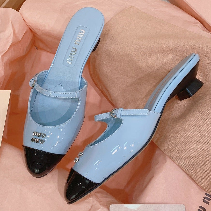 Miu Miu 2026 Horizontal Strap Mule Patent Leather 155504