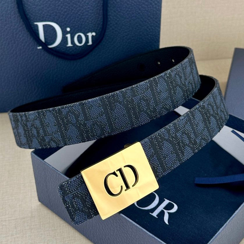 Dior 2026 Oblique Reversible Belt 35mm Canvas Leather