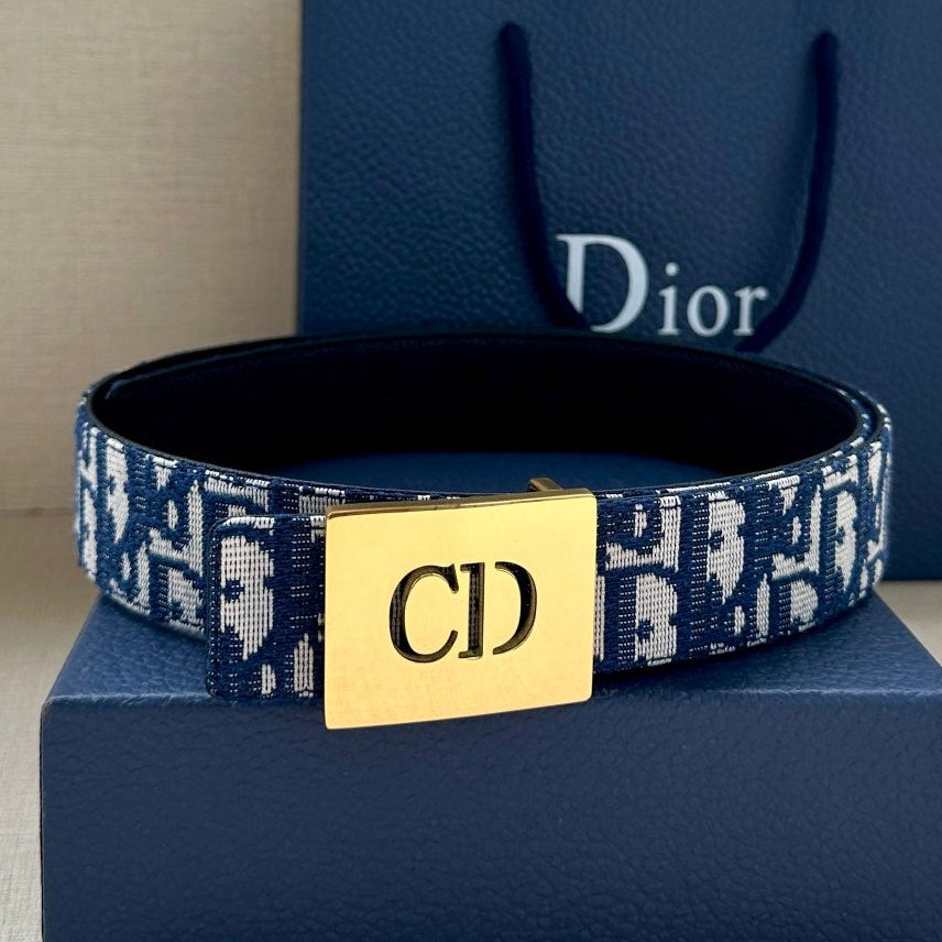 Dior 2026 Oblique Reversible Belt 35mm Canvas Leather