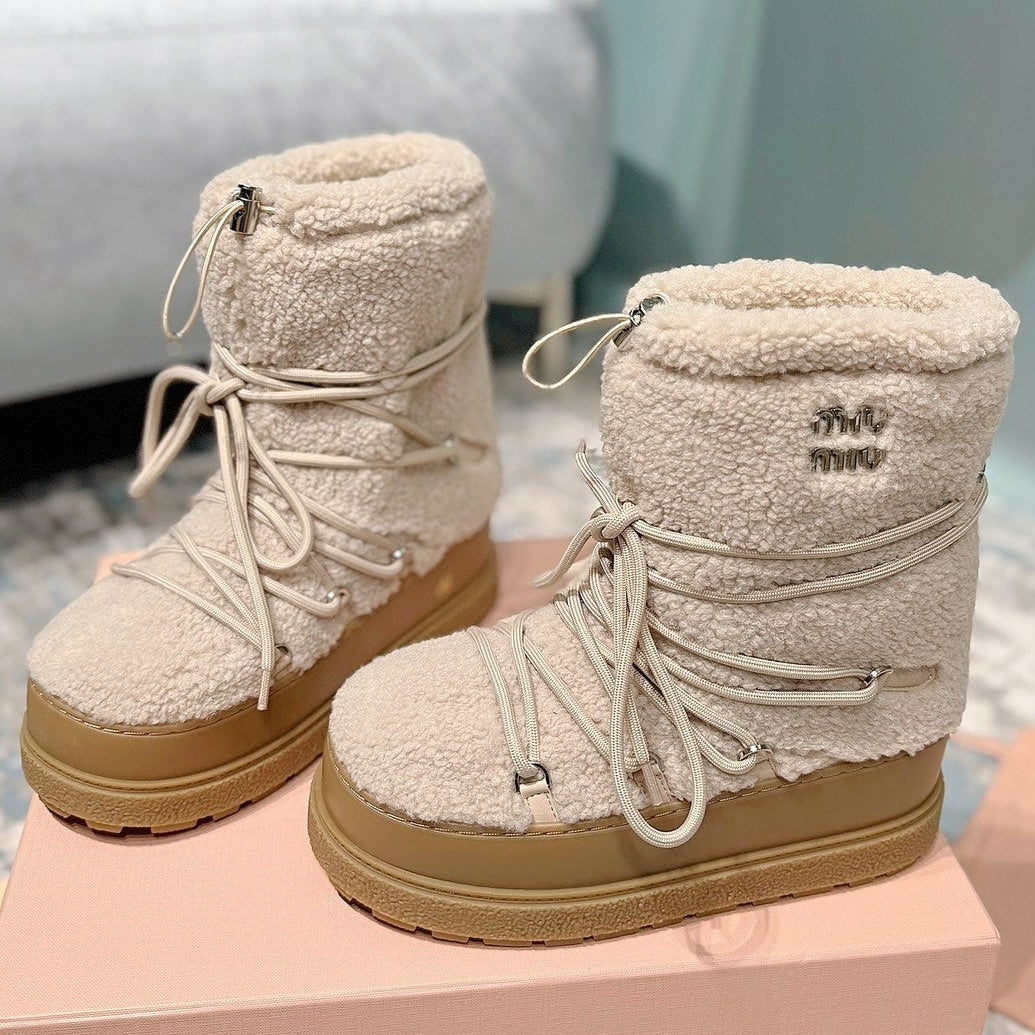 Miu Miu 2026 Snow Boots Wool Nylon 148907