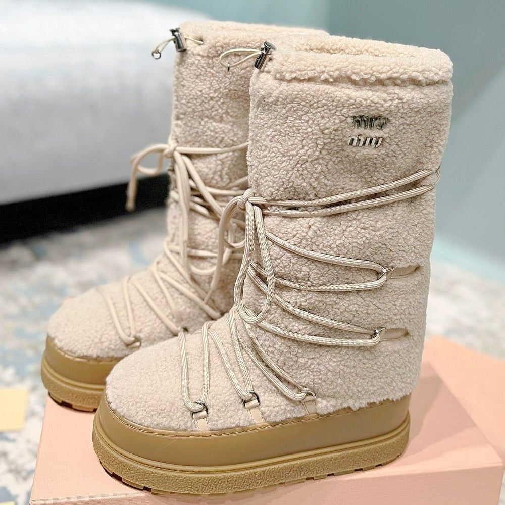 Miu Miu 2026 Snow Boots Wool Nylon 148907