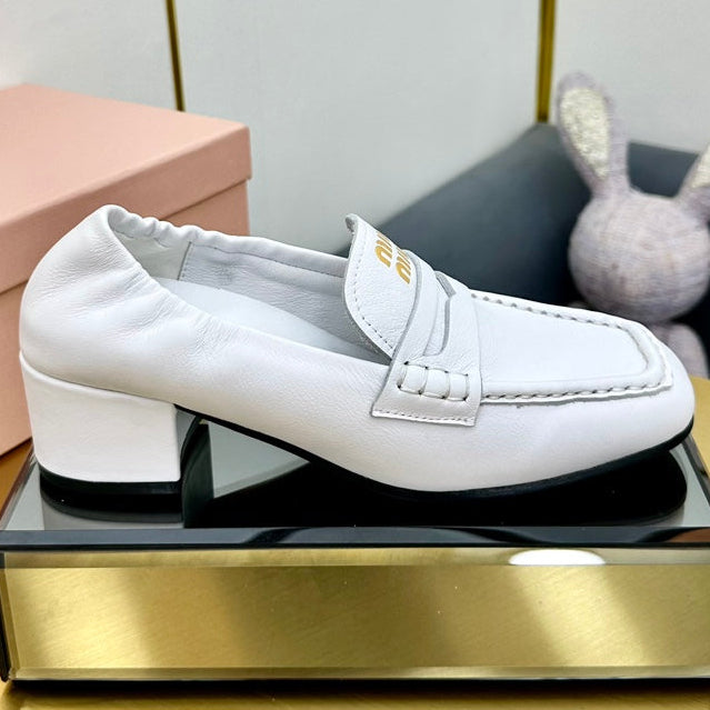 Miu Miu 2026 Square Heel Loafers 40mm Cowhide 981868