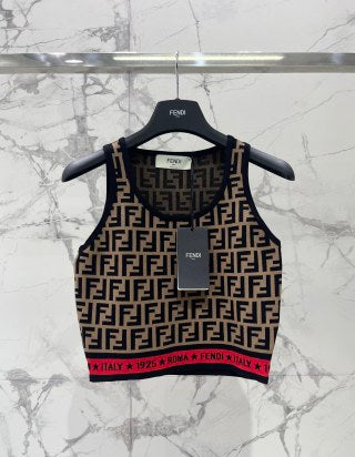 Fendi Knitted Camisole Vest Jacquard Fabric