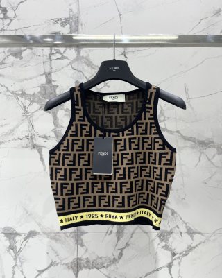Fendi Knitted Camisole Vest Jacquard Fabric
