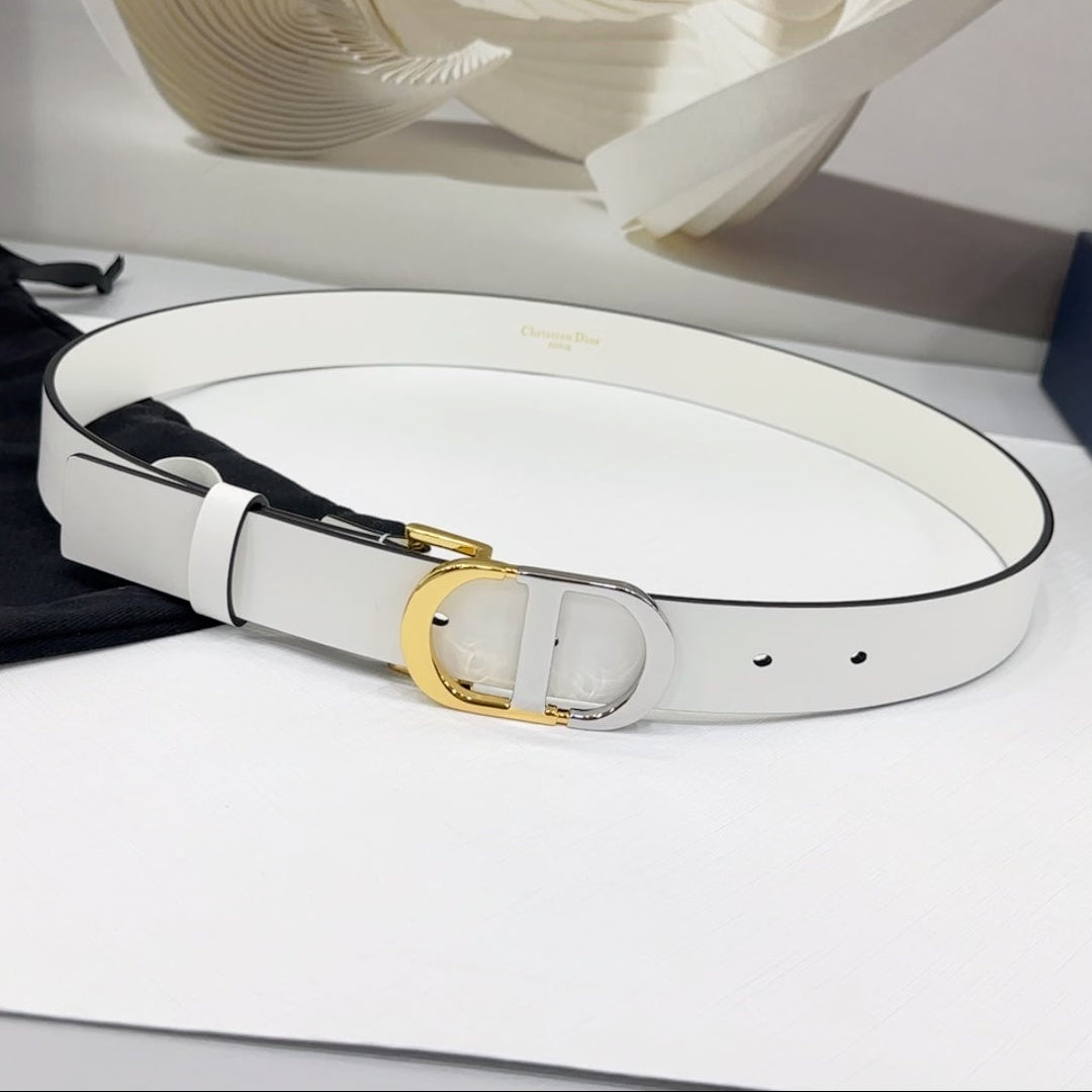 Dior 2026 Two-Tone Buckle Belt 30mm Leather 186129