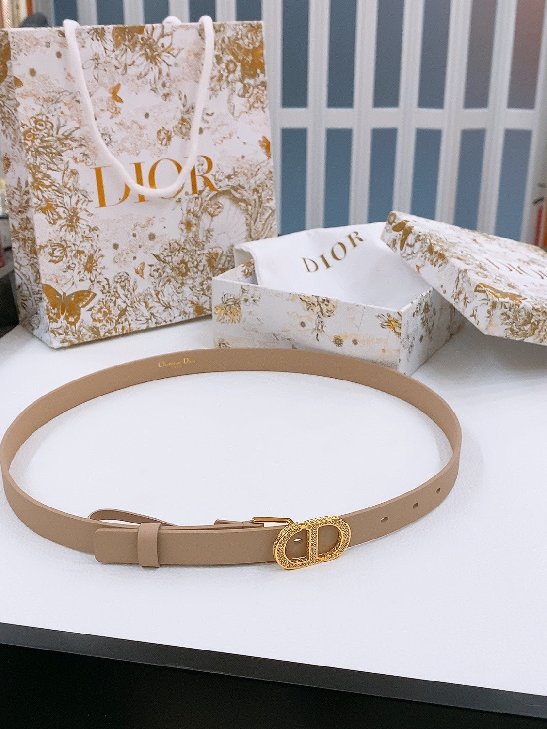 Dior Crystal Buckle Belt 30mm Smooth Calfskin 186307