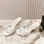 CC 26s Floral High Heel Slippers 75 Sheepskin 658446