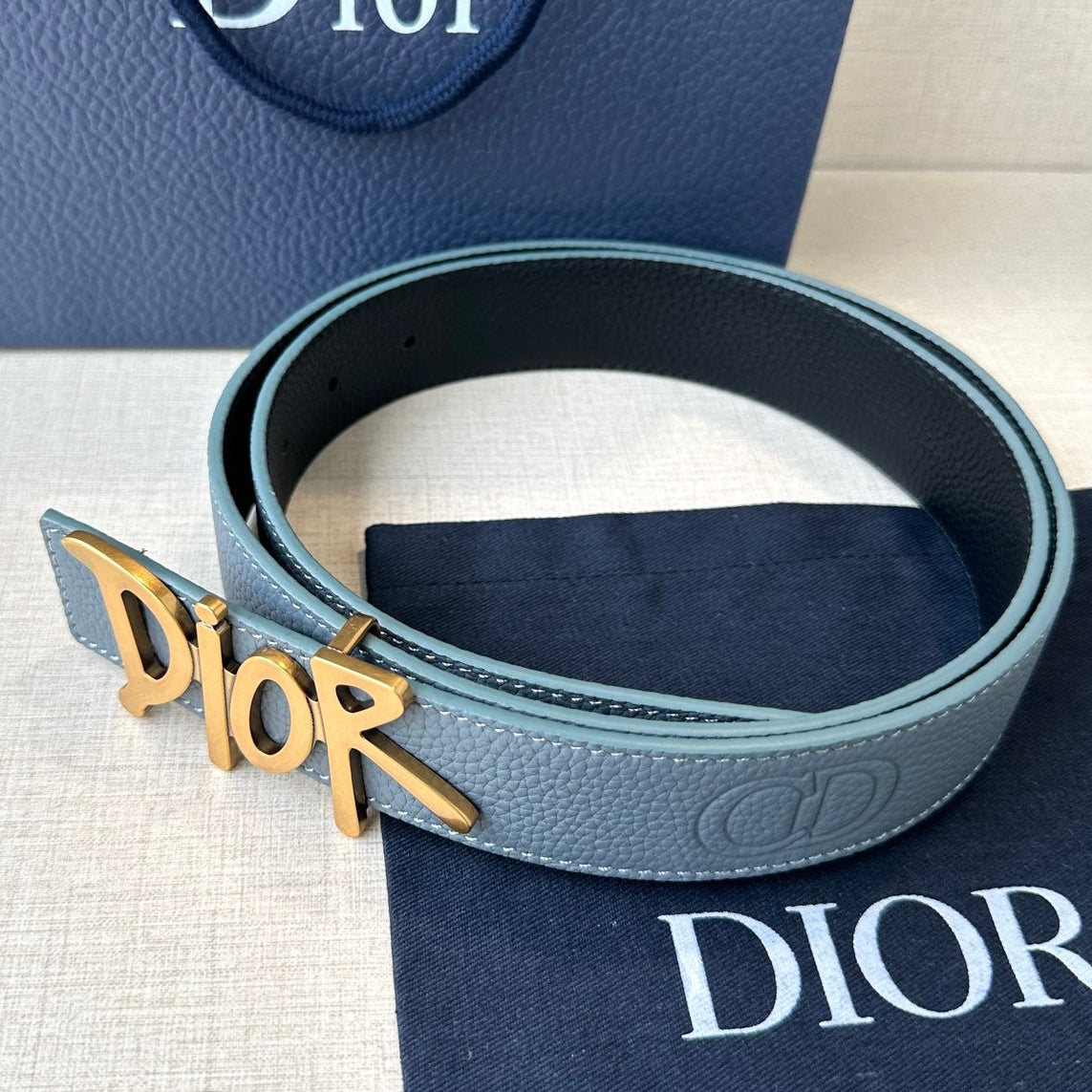 Dior 2026 Shawn Stussy Reversible Belt 35mm Calfskin