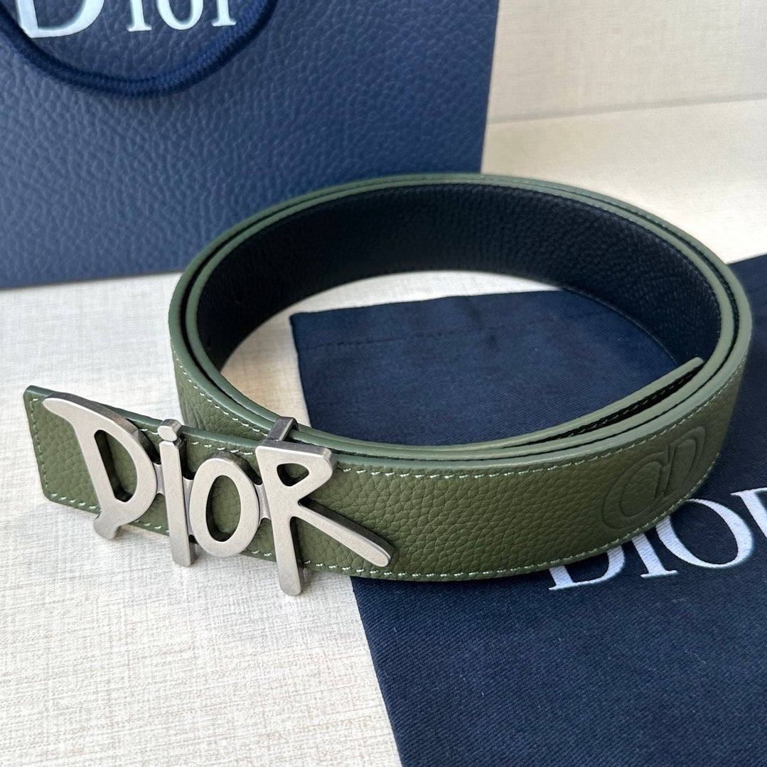 Dior 2026 Shawn Stussy Reversible Belt 35mm Calfskin